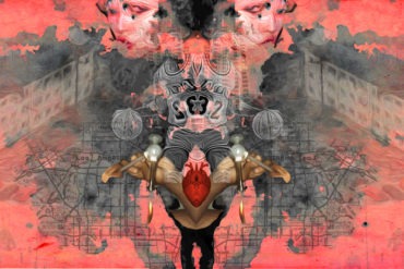 Illustration with map of Los Angeles and abstract art