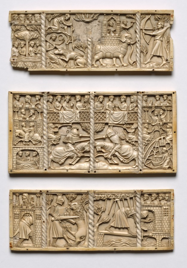 Panels featuring medieval activies 