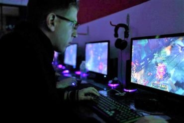 Gamer playing video game
