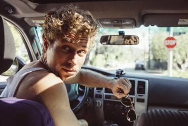 Michael Vegas in his car.