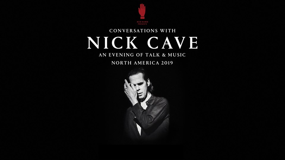 Conversations with Nick Cave poster featuring portrait of Nick Cave.