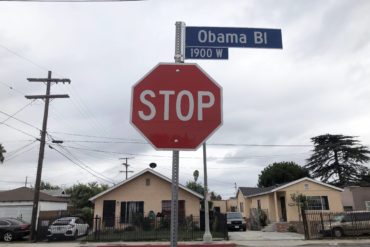 Obama Boulevard sign