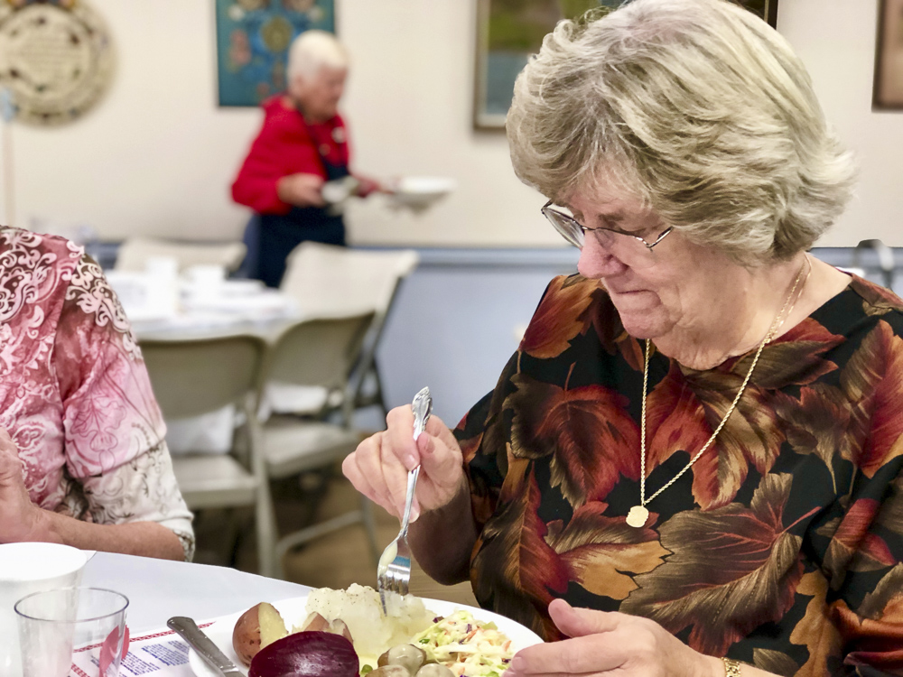 Enjoying lutefisk.