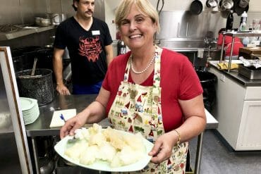 Preparing lutefisk.