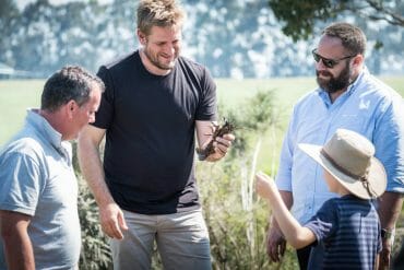 Curtis Stone fishes for marron in Western Australia for an episode of "Field Trip with Curtis Stone."