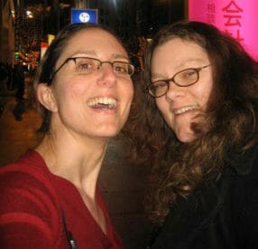 Claudia Peschiutta and KFI reporter Nikki Campbell.