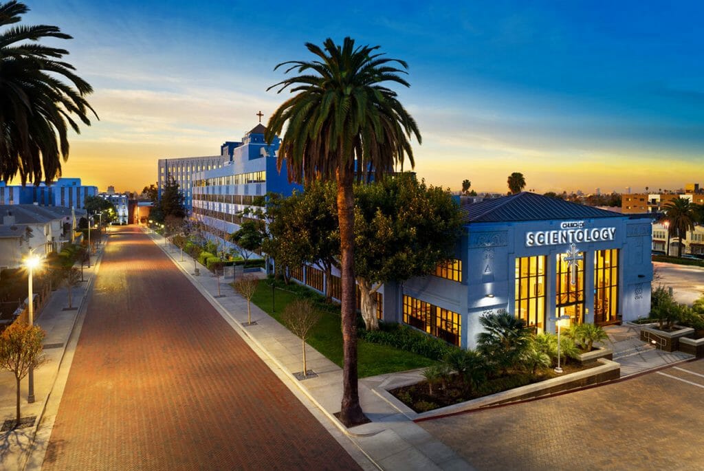 View of Church of Scientology on Sunset Boulevard, Los Angeles.