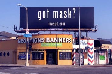 A billboard that asks Got Mask?