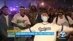 Dodgers fans took to the streets to celebrate their team's World Series win.