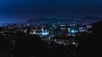 A shot of the Hollywood Hills and Griffith Observatory at night from the Westlake neighborhood of Los Angeles.