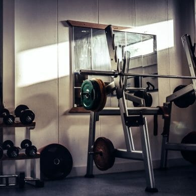 A photo of a weight-lifting equipment at an indoor gym.